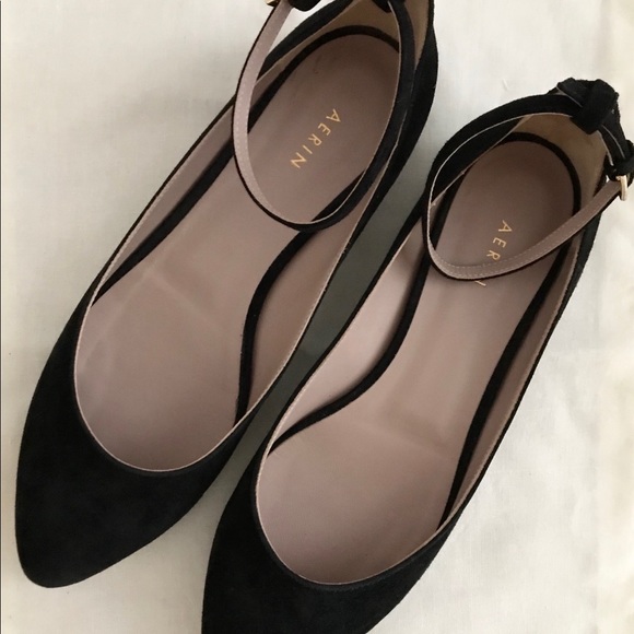 Aerin Black Suede Ballet Flats + Removable Straps - Picture 3 of 8